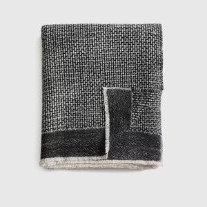 NEW Quince Cashmere Wool Throw Patterned Black Blanket 50x60 Cozy Luxury